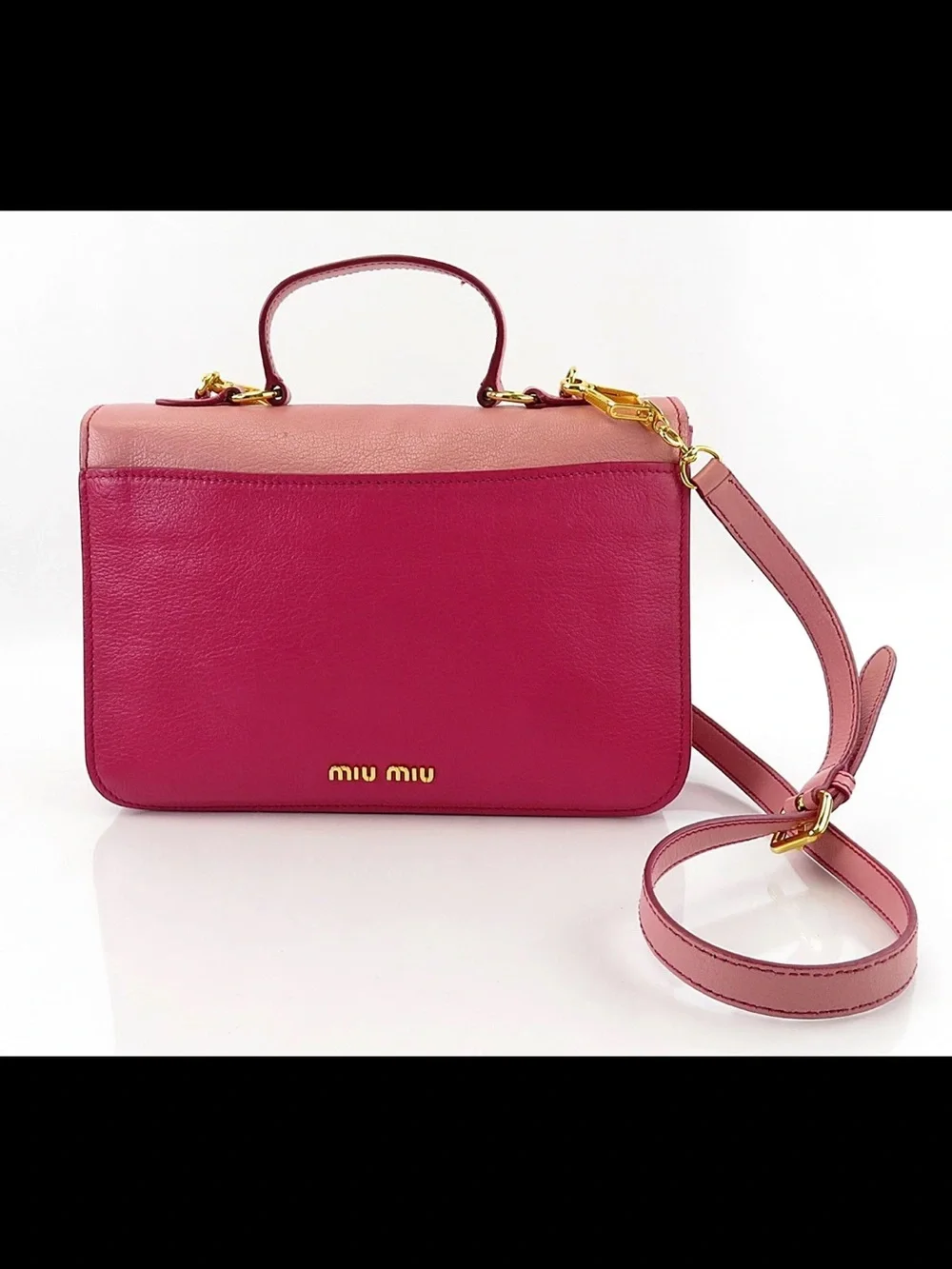 Miu Miu Two-Tone Pink Leather Satchel with Gold Hardware